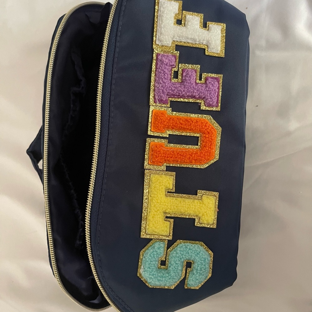 Colorful Lettered Navy Pouch